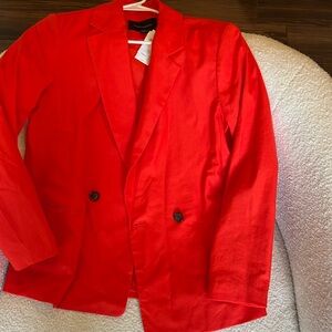 Banana Republic orange double breasted blazer with black buttons size 10